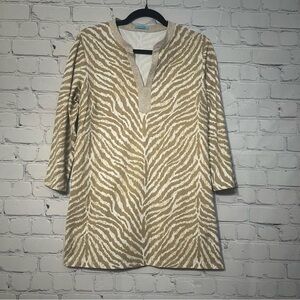 J. McLaughlin The Boca Tunic Top in Catalina Cloth Zebra Print Sz Med Neutral
